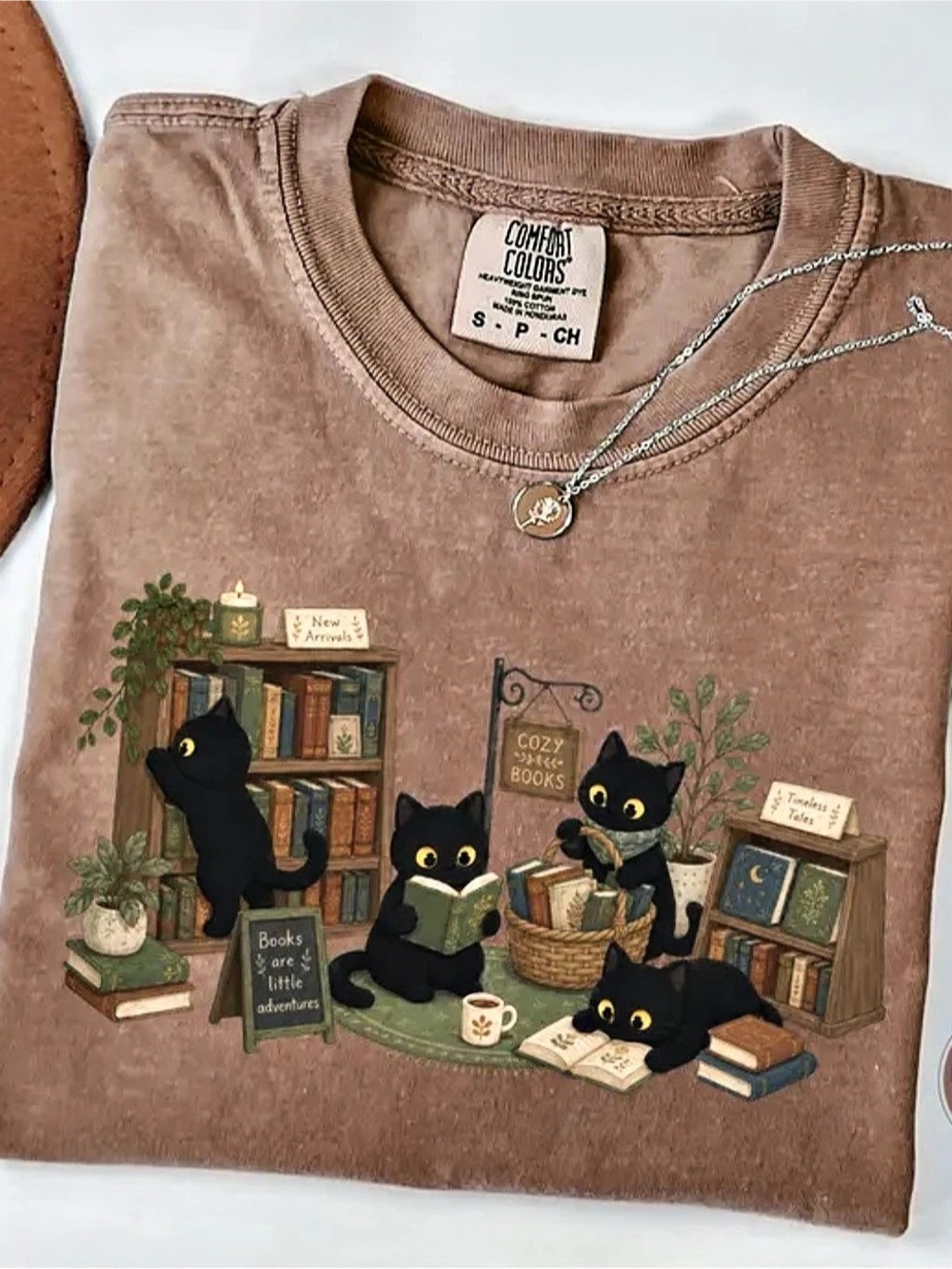 Comfort Colors Espresso Cat Library Graphic Tee